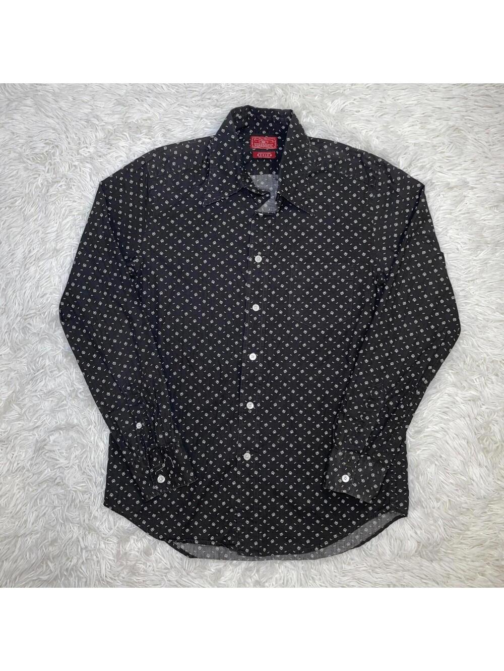 Lucky Brand Dungarees America Mens Brown All Over Print Long Sleeve Shirt M